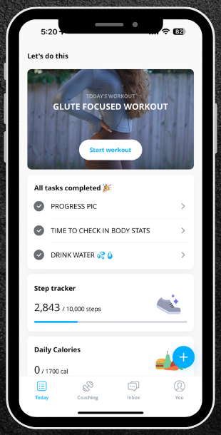 CelaMarr coaching app displayed on an iPhone